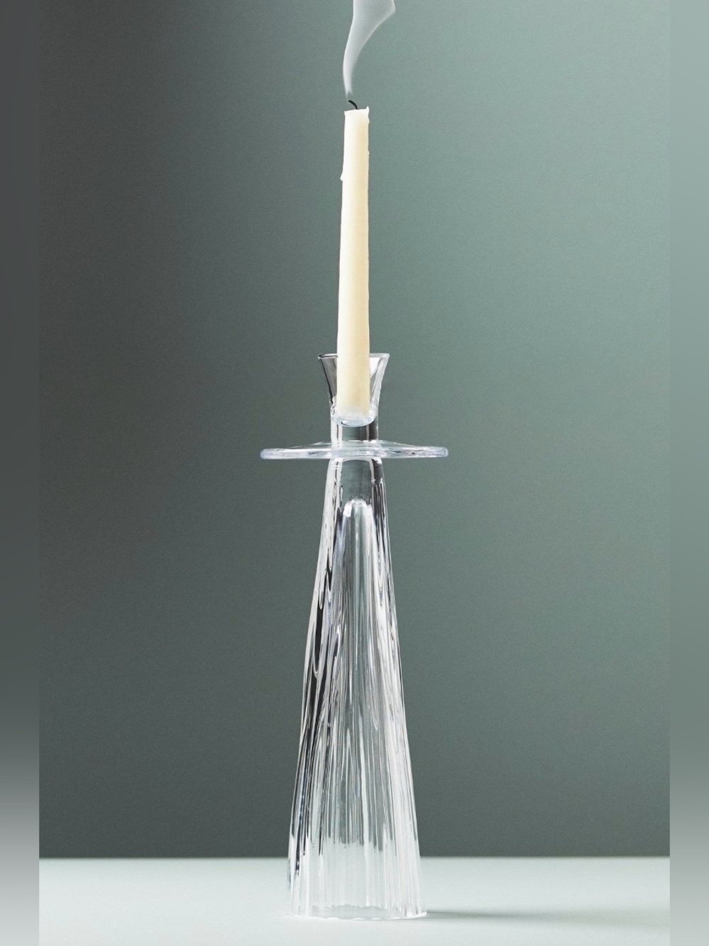 ▪️NWT Anthropologie Large Decorator Ribbed Glass Candle Holder